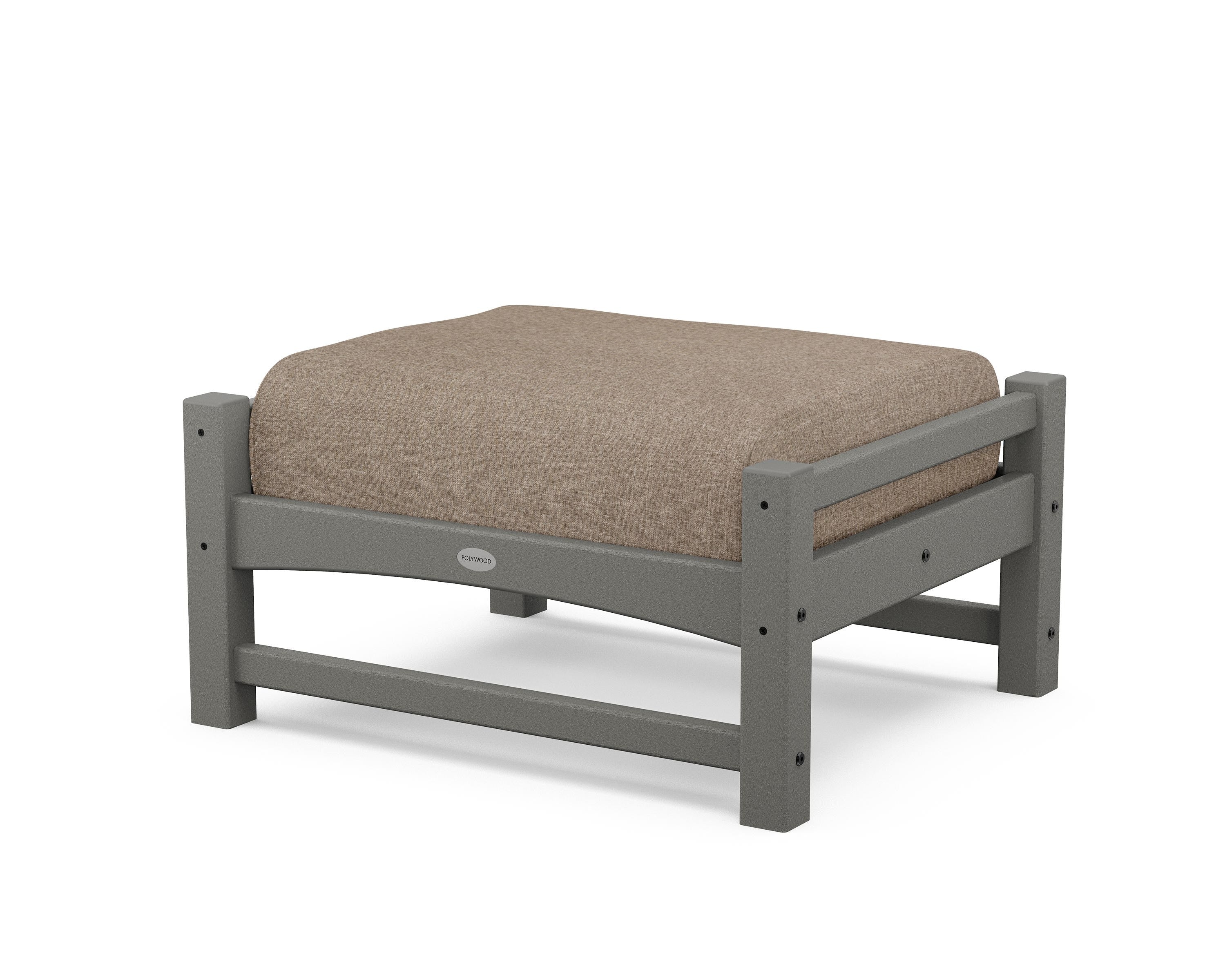 POLYWOOD® Club Ottoman in Slate Grey / Spiced Burlap