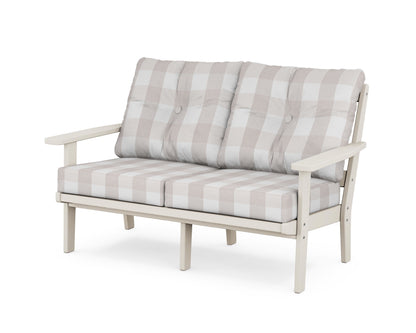 POLYWOOD® Prairie Deep Seating Loveseat in Sand / Buffalo Plaid Dune Burlap