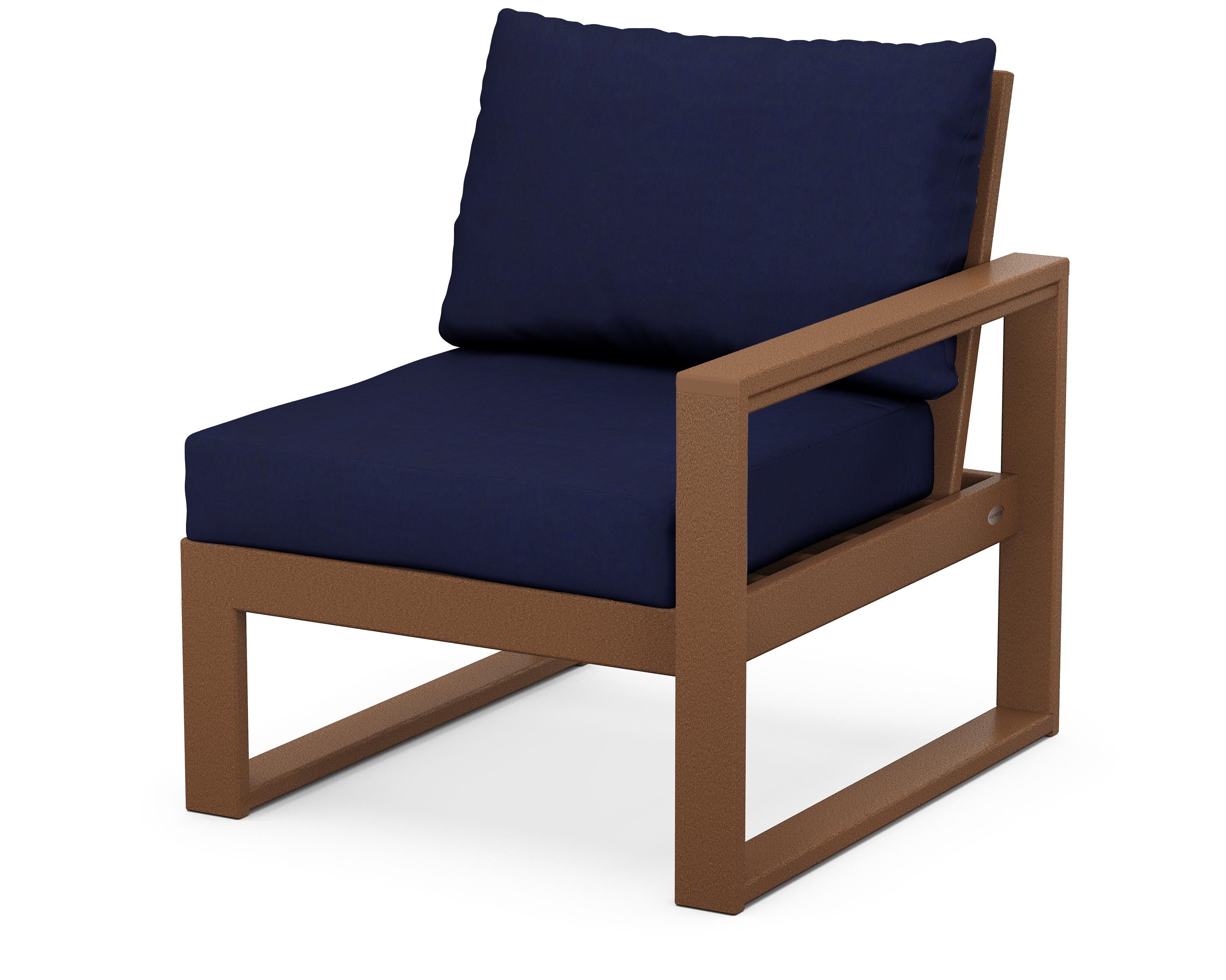 POLYWOOD® EDGE Modular Right Arm Chair in Teak / Navy