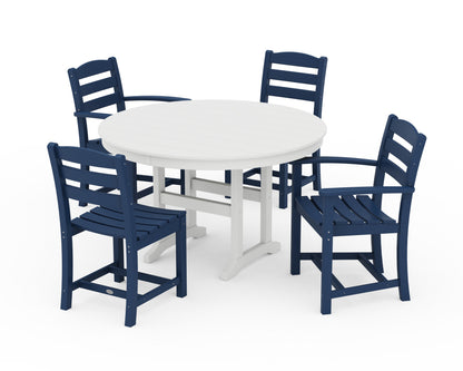 POLYWOOD® La Casa Café 5-Piece Round Farmhouse Dining Set in Navy / White