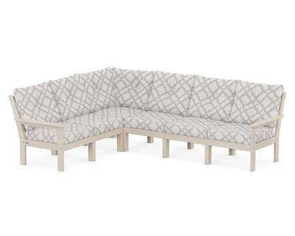 POLYWOOD® Vineyard 6-Piece Sectional in Sand / Trellis Dune Burlap