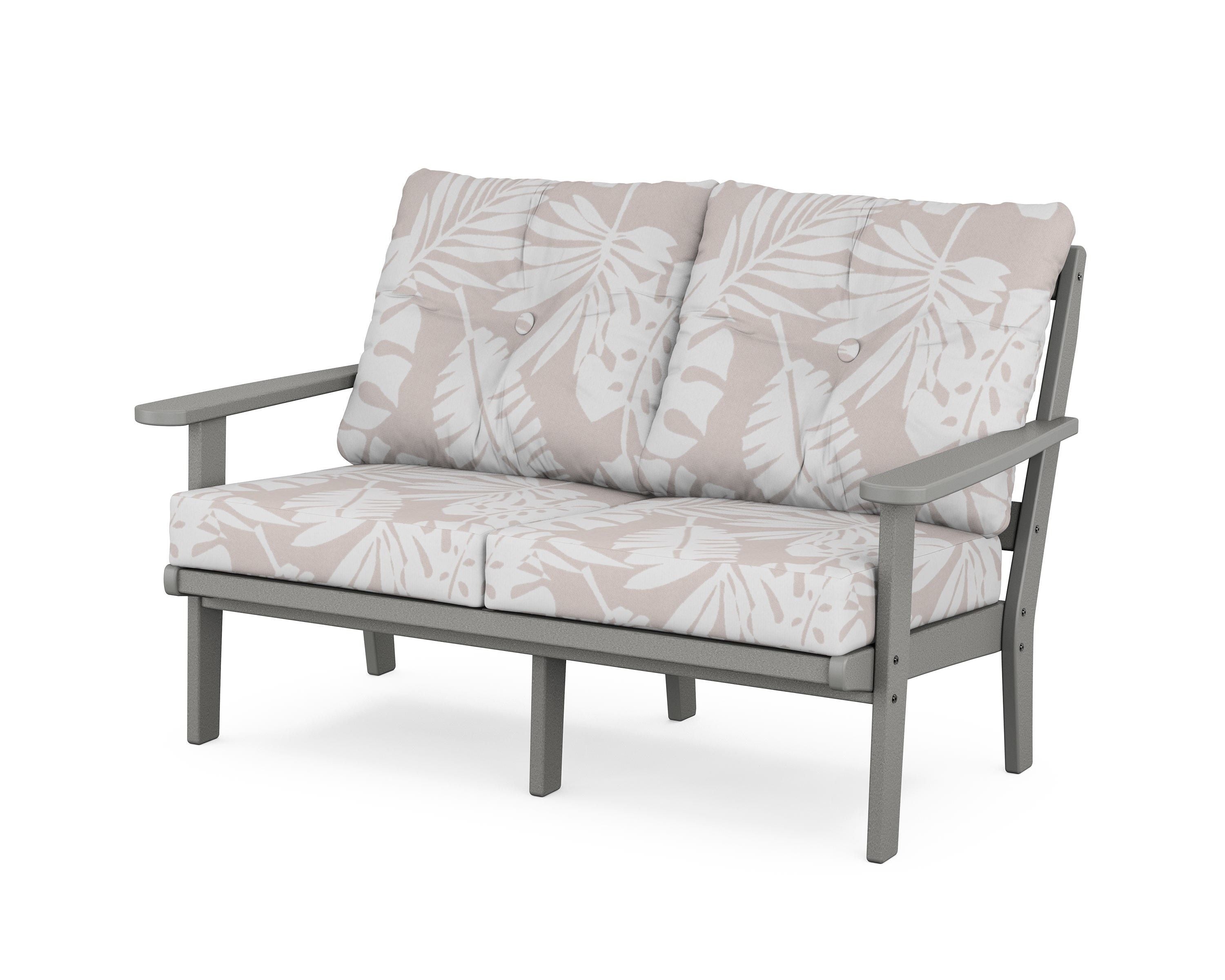 POLYWOOD® Mission Deep Seating Loveseat in Slate Grey / Leaf Dune Burlap