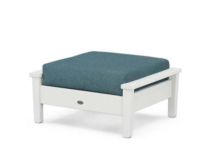 POLYWOOD® Prescott Deep Seating Ottoman in White / Ocean Teal