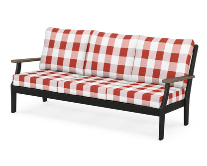POLYWOOD® Braxton Deep Seating Sofa in Black / Kona / Buffalo Plaid Crimson