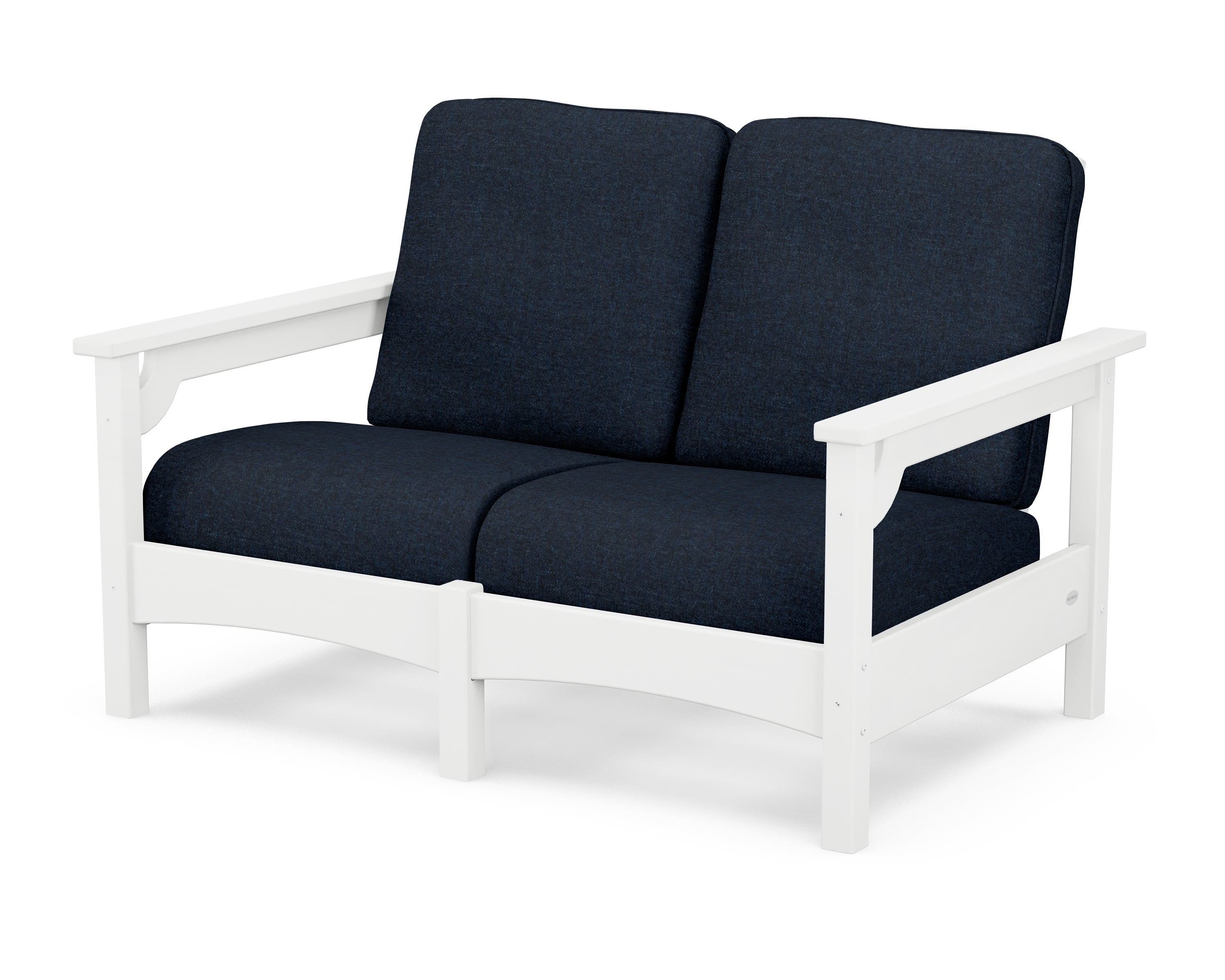 POLYWOOD® Club Loveseat in White / Marine Indigo