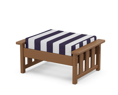 Martha Stewart by POLYWOOD® Acadia Deep Seating Ottoman in Teak / Cabana Stripe Navy