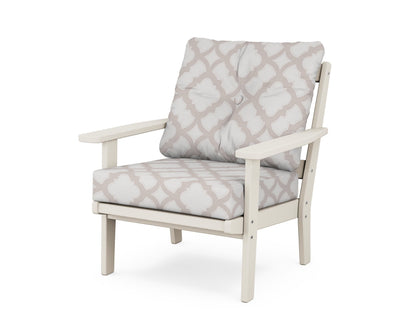 POLYWOOD® Prairie Deep Seating Chair in Sand / Trellis Dune Burlap