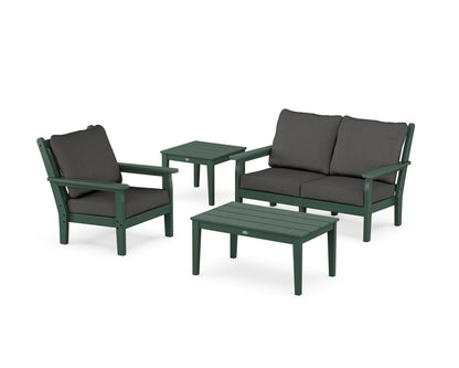 POLYWOOD® Chippendale 4-Piece Deep Seating Set in Green / Spectrum Carbon