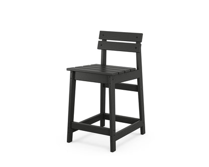 POLYWOOD® Modern Studio Plaza Lowback Counter Chair in Black