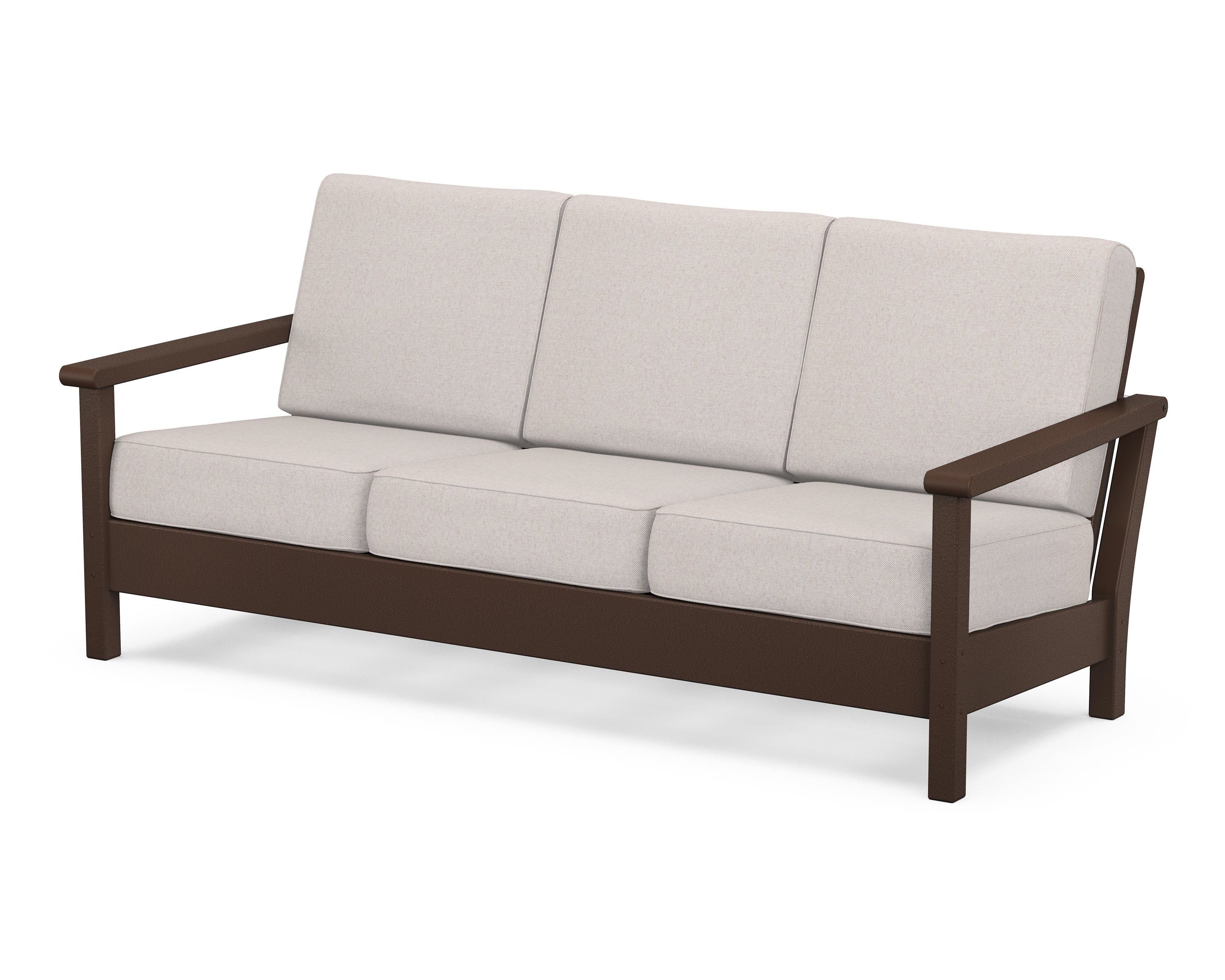 POLYWOOD® Harbour Deep Seating Sofa in Mahogany / Dune Burlap