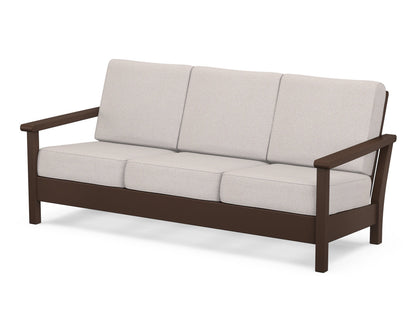 POLYWOOD® Harbour Deep Seating Sofa in Mahogany / Dune Burlap
