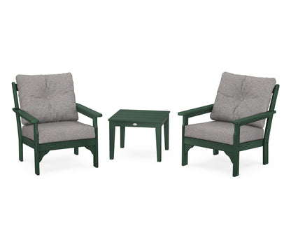 POLYWOOD® Vineyard 3-Piece Deep Seating Set in Green / Grey Mist