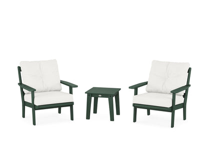 POLYWOOD® Prairie 3-Piece Deep Seating Set in Green / Natural Linen