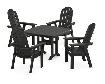 POLYWOOD® Vineyard Adirondack 5-Piece Dining Set with Trestle Legs in Black