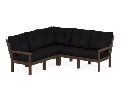 POLYWOOD® Vineyard 5-Piece Sectional in Mahogany / Midnight Linen