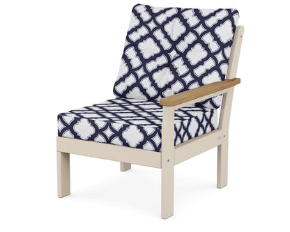 POLYWOOD® Vineyard Modular Right Arm Chair in Sand / Natural / Trellis Navy