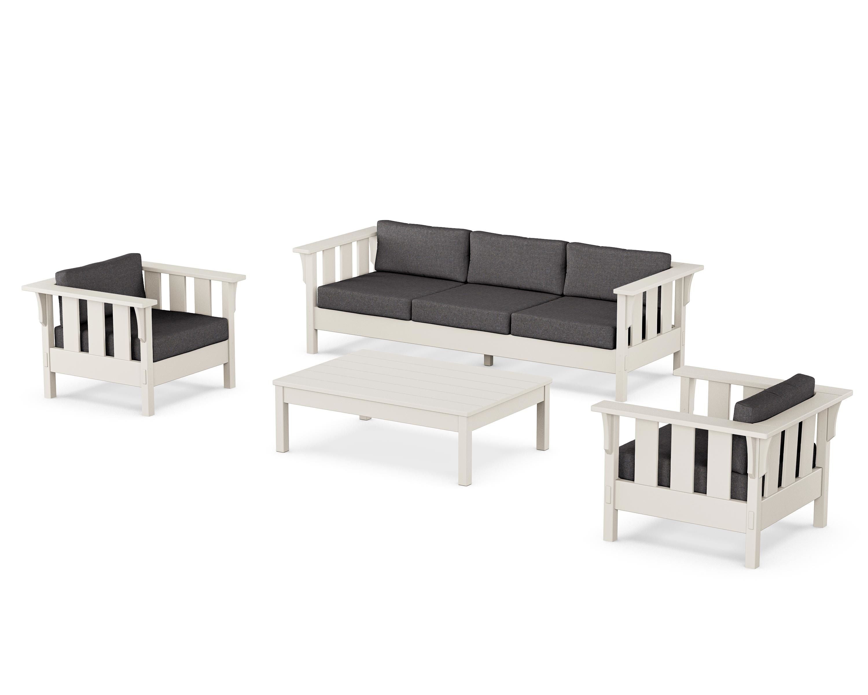 Martha Stewart by POLYWOOD® Acadia 4-Piece Deep Seating Set with Sofa in Sand / Ash Charcoal