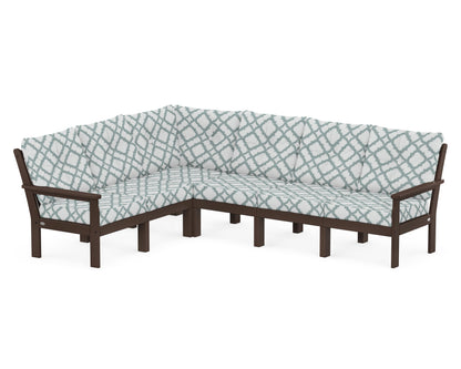POLYWOOD® Vineyard 6-Piece Sectional in Mahogany / Trellis Glacier Spa