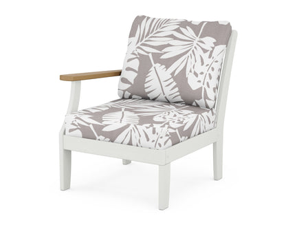POLYWOOD® Braxton Modular Left Arm Chair in White / Natural / Leaf Grey Mist