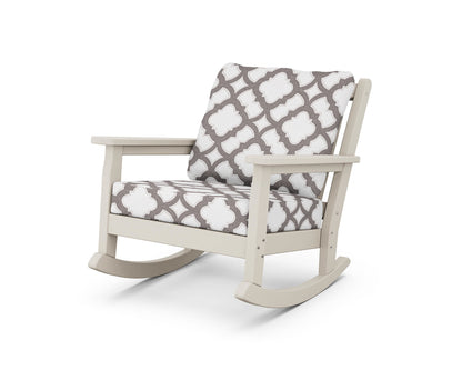 POLYWOOD® Chippendale Deep Seating Rocking Chair in Sand / Trellis Grey Mist