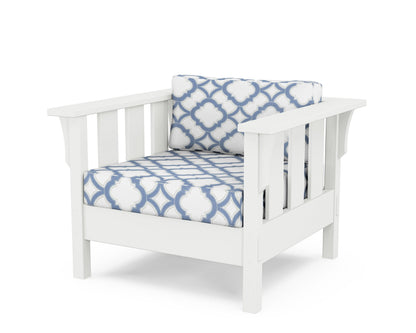 Martha Stewart by POLYWOOD® Acadia Deep Seating Chair in White / Trellis Sky Blue
