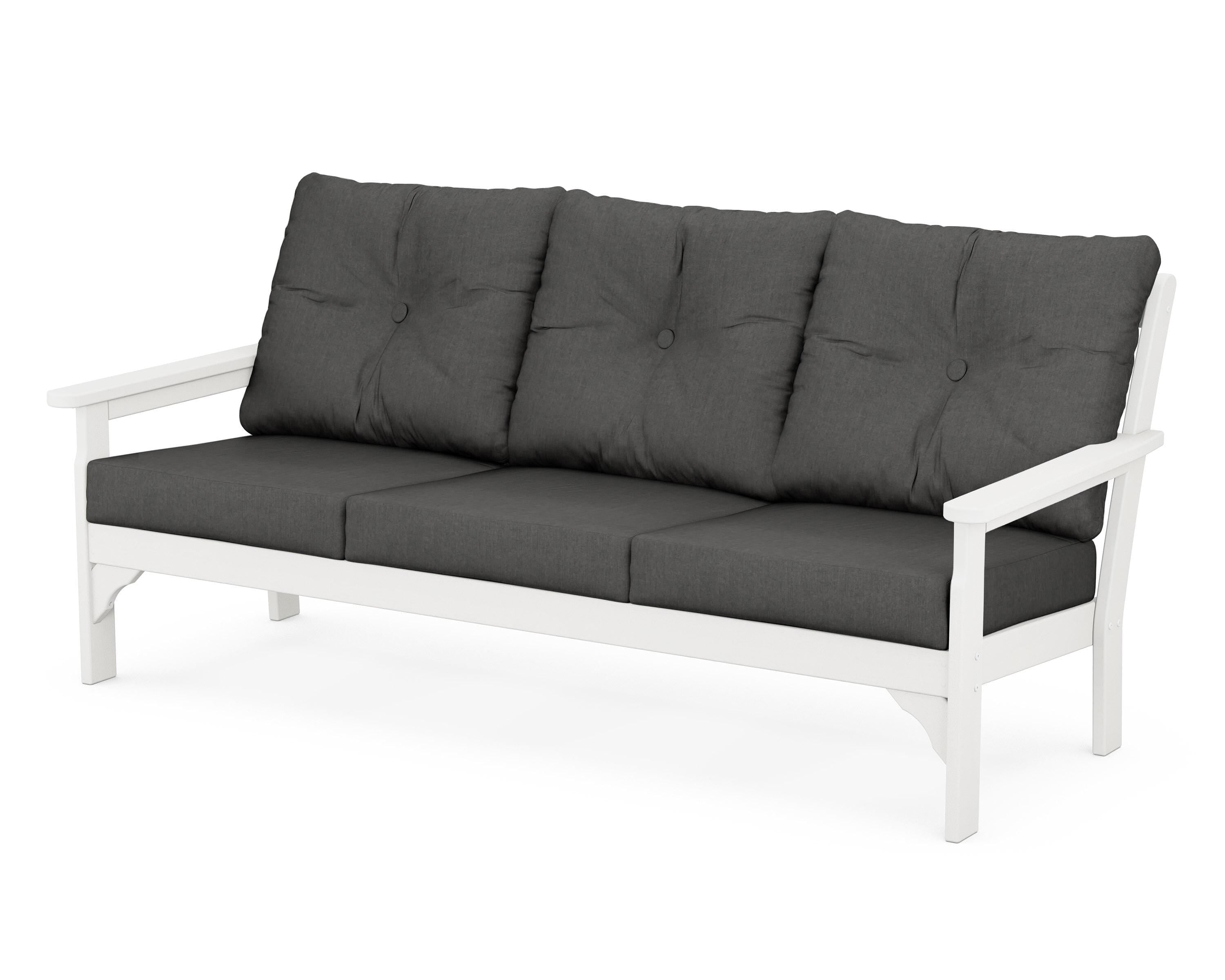 POLYWOOD® Vineyard Deep Seating Sofa in White / Spectrum Carbon