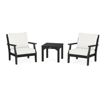 Martha Stewart by POLYWOOD® Chinoiserie 3-Piece Deep Seating Set in Black / Natural Linen