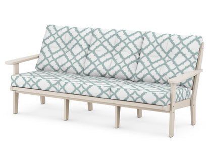 POLYWOOD® Lakeside Deep Seating Sofa in Sand / Trellis Glacier Spa