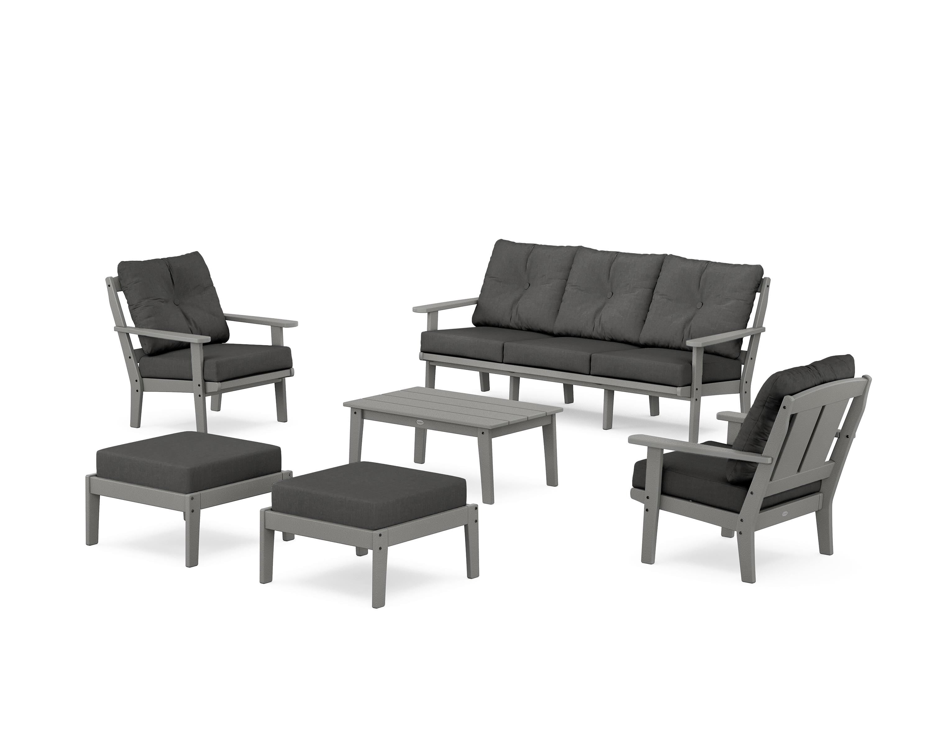 POLYWOOD® Mission 6-Piece Lounge Sofa Set in Slate Grey / Spectrum Carbon