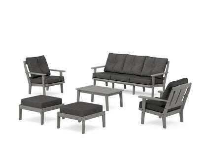 POLYWOOD® Mission 6-Piece Lounge Sofa Set in Slate Grey / Spectrum Carbon
