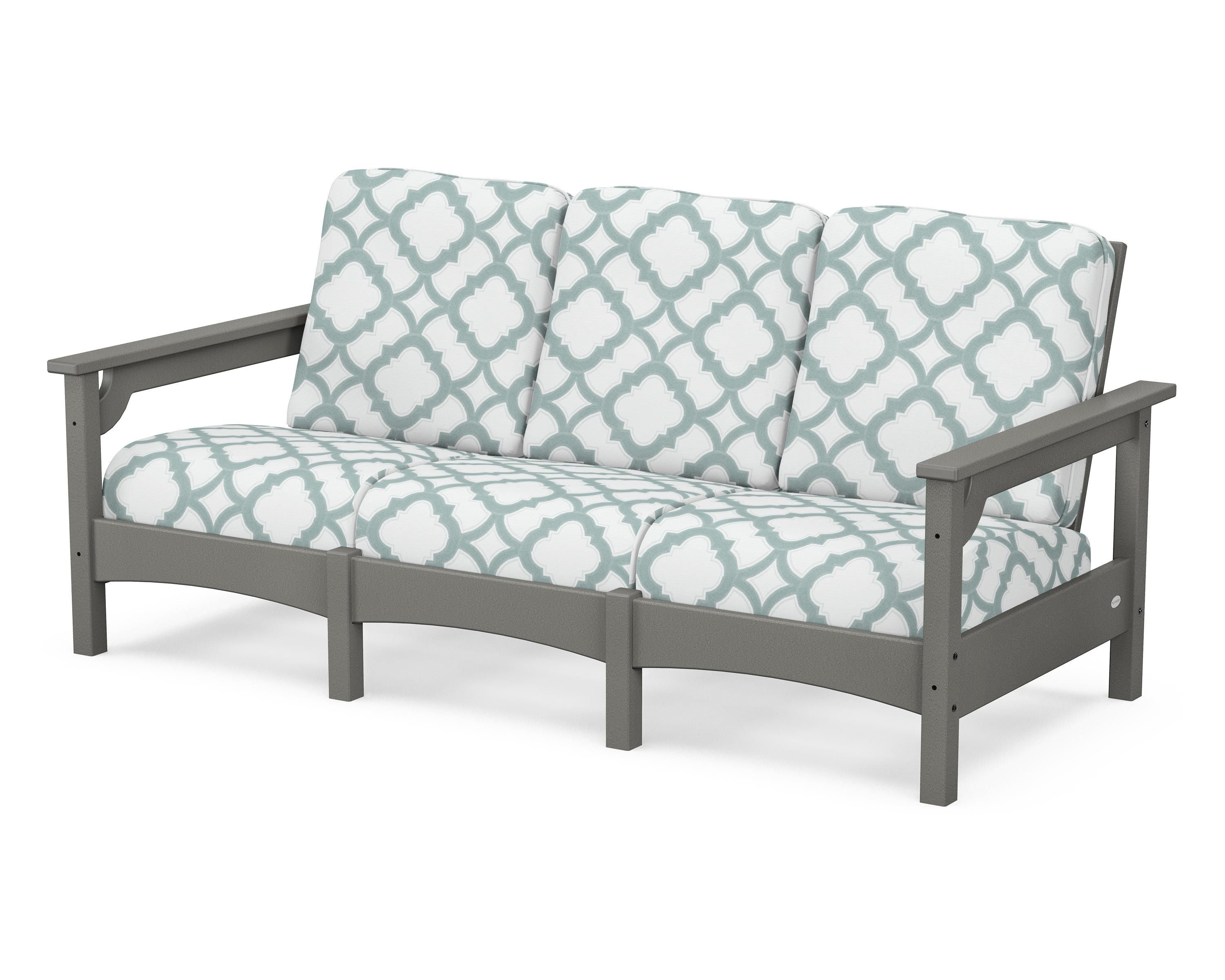 POLYWOOD® Club Sofa in Slate Grey / Trellis Glacier Spa