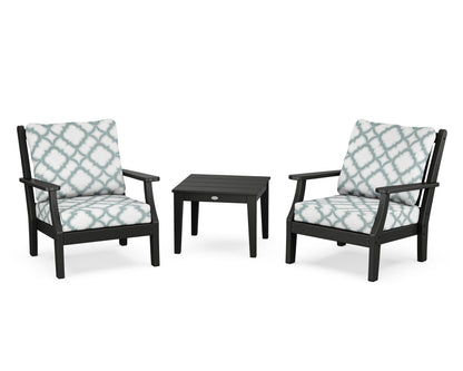 Country Living Wovendale 3-Piece Deep Seating Set in Black / Trellis Glacier Spa