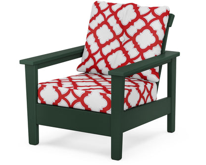 POLYWOOD® Prescott Deep Seating Chair in Green / Trellis Crimson