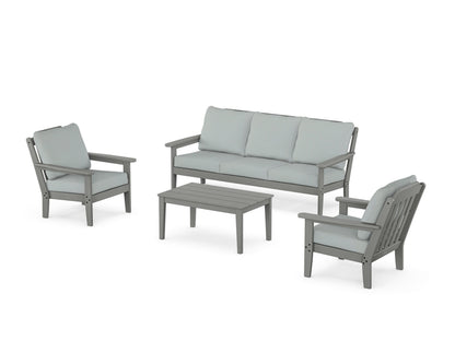 Country Living Cottage 4-Piece Deep Seating Set with Sofa in Slate Grey / Spa
