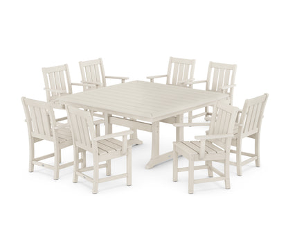 POLYWOOD® Oxford 9-Piece Square Dining Set with Trestle Legs in Sand