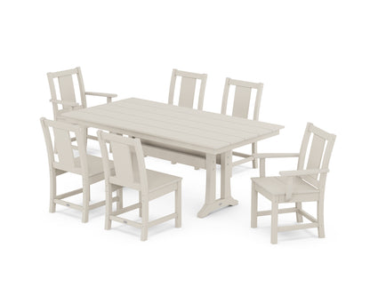 POLYWOOD® Prairie 7-Piece Farmhouse Dining Set with Trestle Legs in Sand