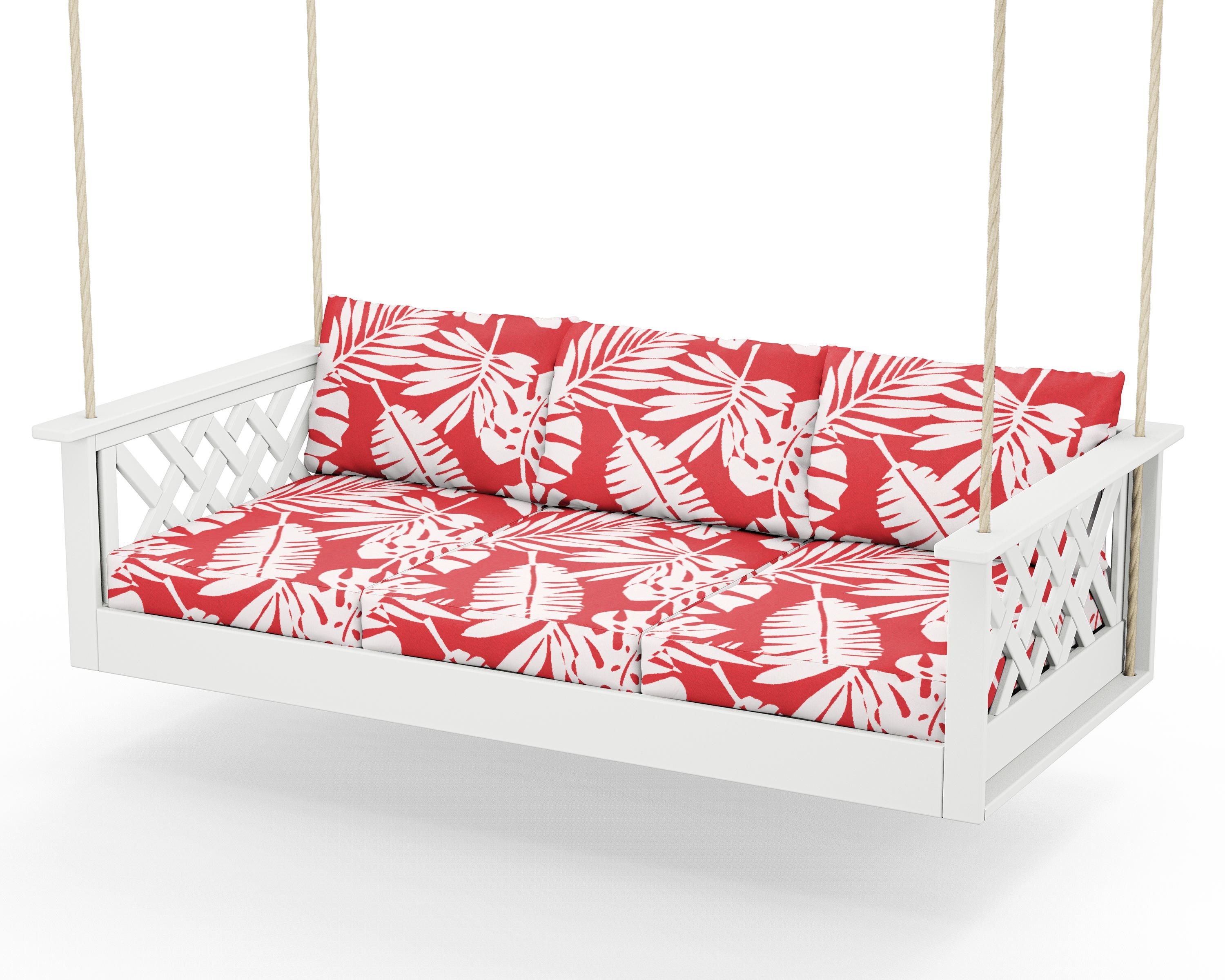 Country Living Wovendale Daybed Swing in White / Leaf Crimson