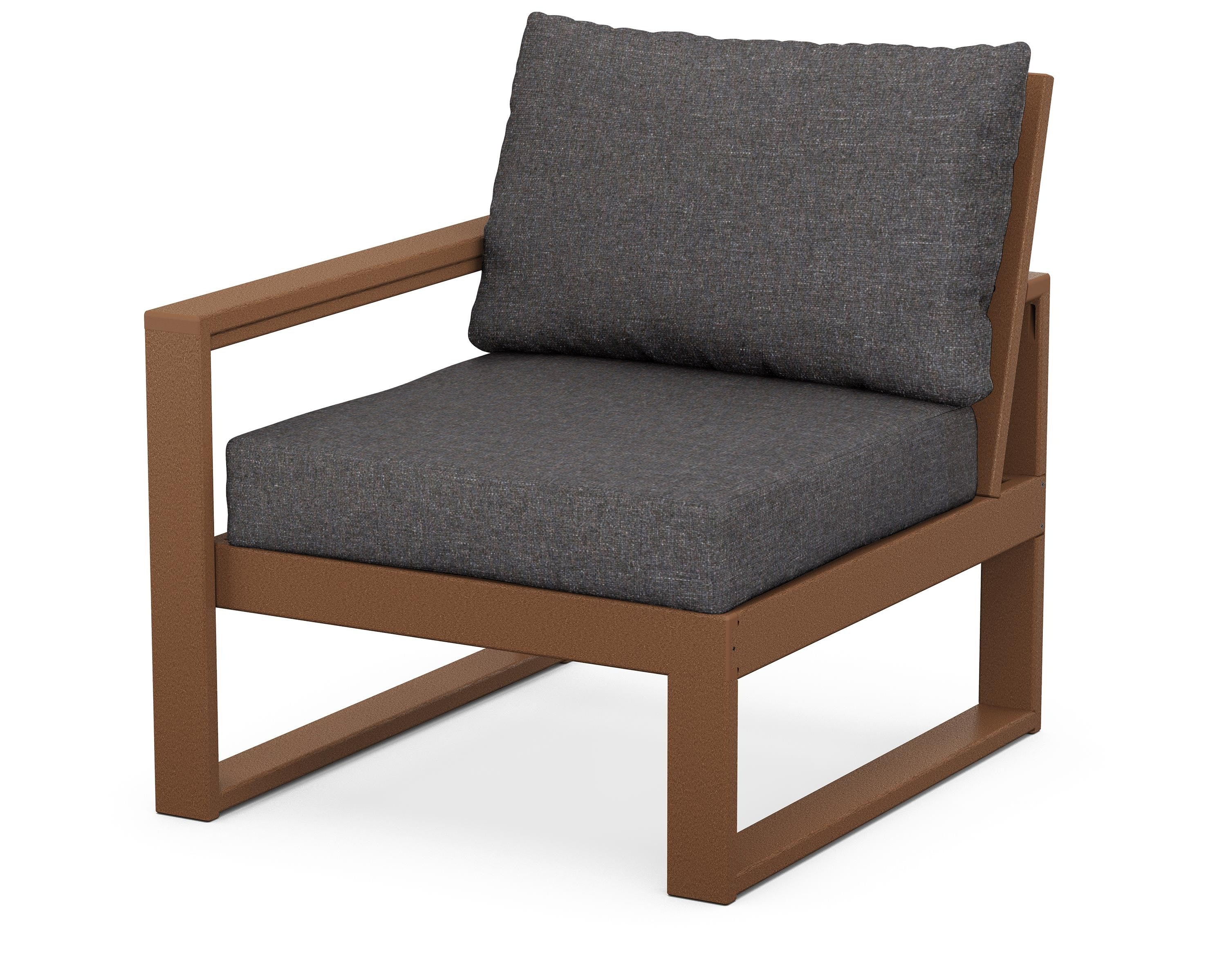 POLYWOOD® EDGE Modular Left Arm Chair in Teak / Ash Charcoal