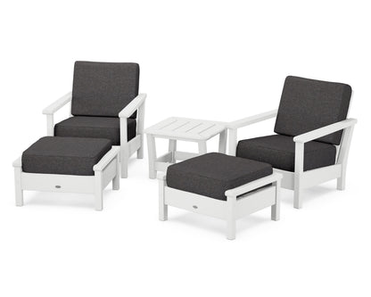 POLYWOOD® Harbour 5-Piece Deep Seating Chair Set in White / Ash Charcoal