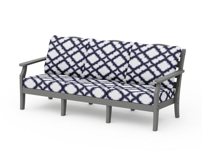 Draper James™ by  POLYWOOD® Savannah Deep Seating Sofa in Slate Grey / Trellis Navy