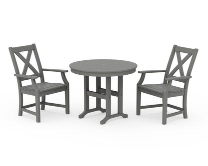 POLYWOOD® Braxton 3-Piece Round Dining Set in Slate Grey