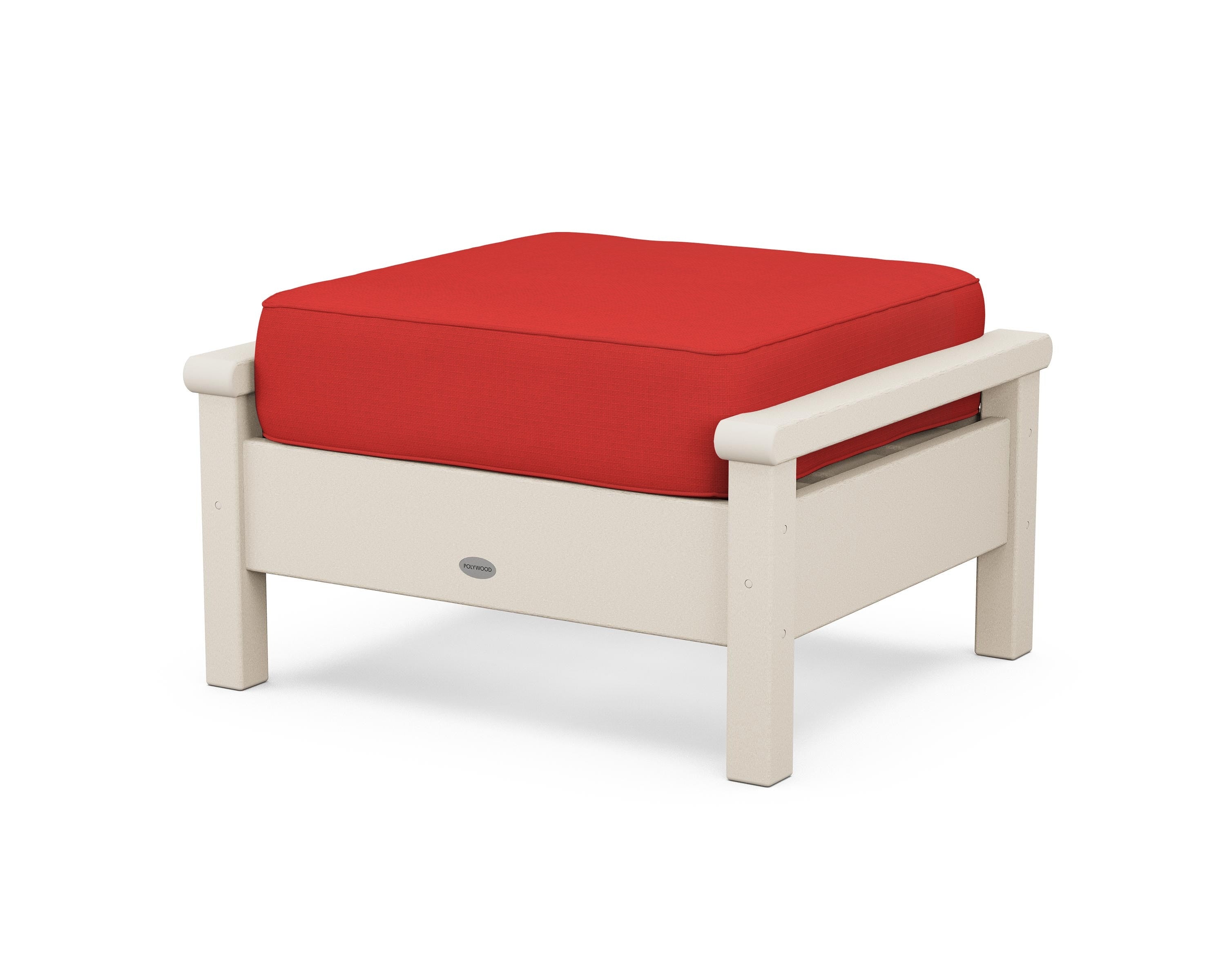 POLYWOOD® Harbour Deep Seating Ottoman in Sand / Crimson Linen
