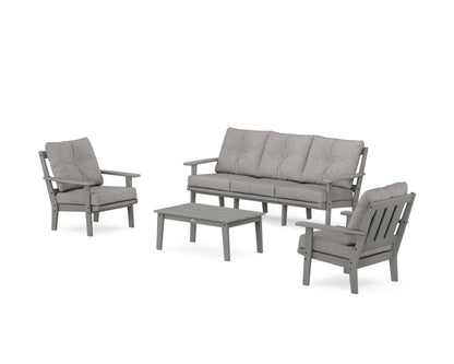POLYWOOD® Oxford 4-Piece Deep Seating Set with Sofa in Slate Grey / Grey Mist