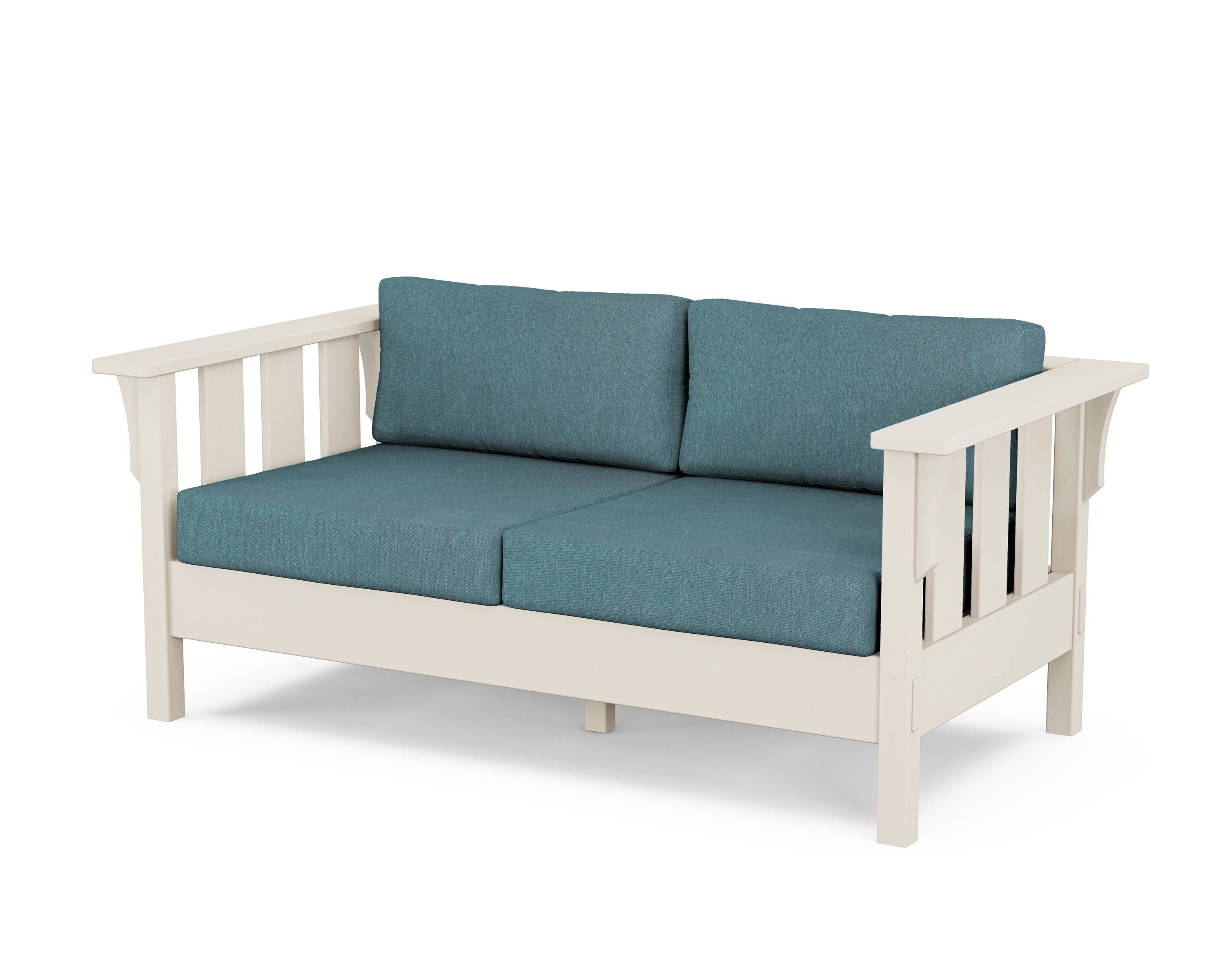 Martha Stewart by POLYWOOD® Acadia Deep Seating Loveseat in Sand / Ocean Teal