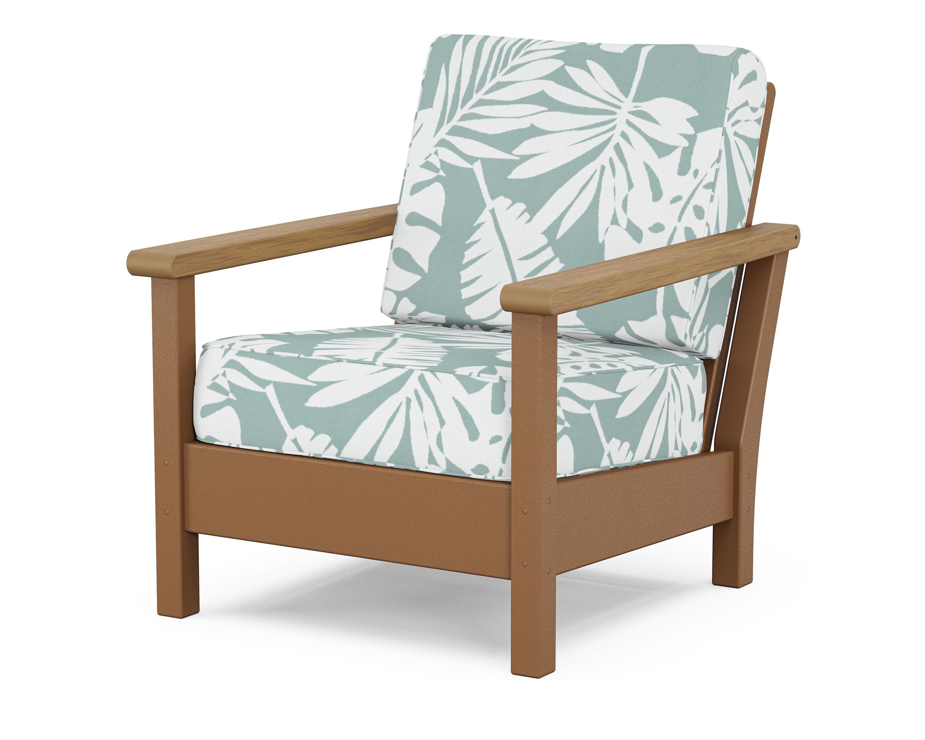 POLYWOOD® Harbour Deep Seating Chair in Teak / Natural / Leaf Glacier Spa