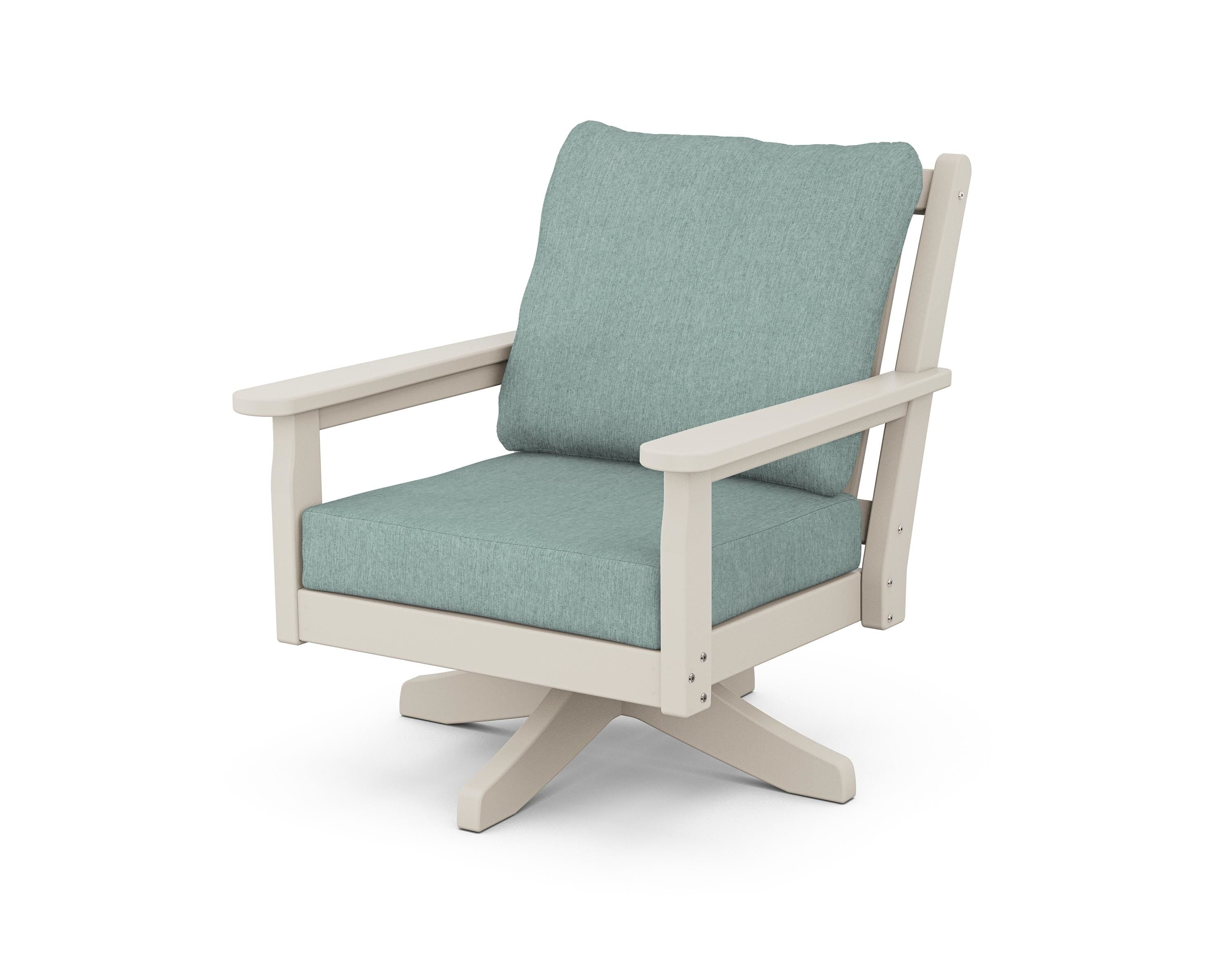 POLYWOOD® Chippendale Deep Seating Swivel Chair in Sand / Glacier Spa