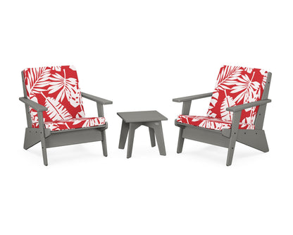 POLYWOOD® Riviera Modern Lounge 3-Piece Set in Slate Grey / Leaf Crimson