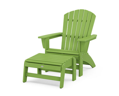 POLYWOOD® Nautical Grand Adirondack Chair with Ottoman in Lime