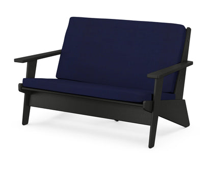 POLYWOOD® Riviera Modern Lounge Loveseat in Black / Navy