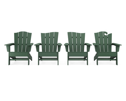 POLYWOOD® Wave Collection 4-Piece Adirondack Chair Set in Green